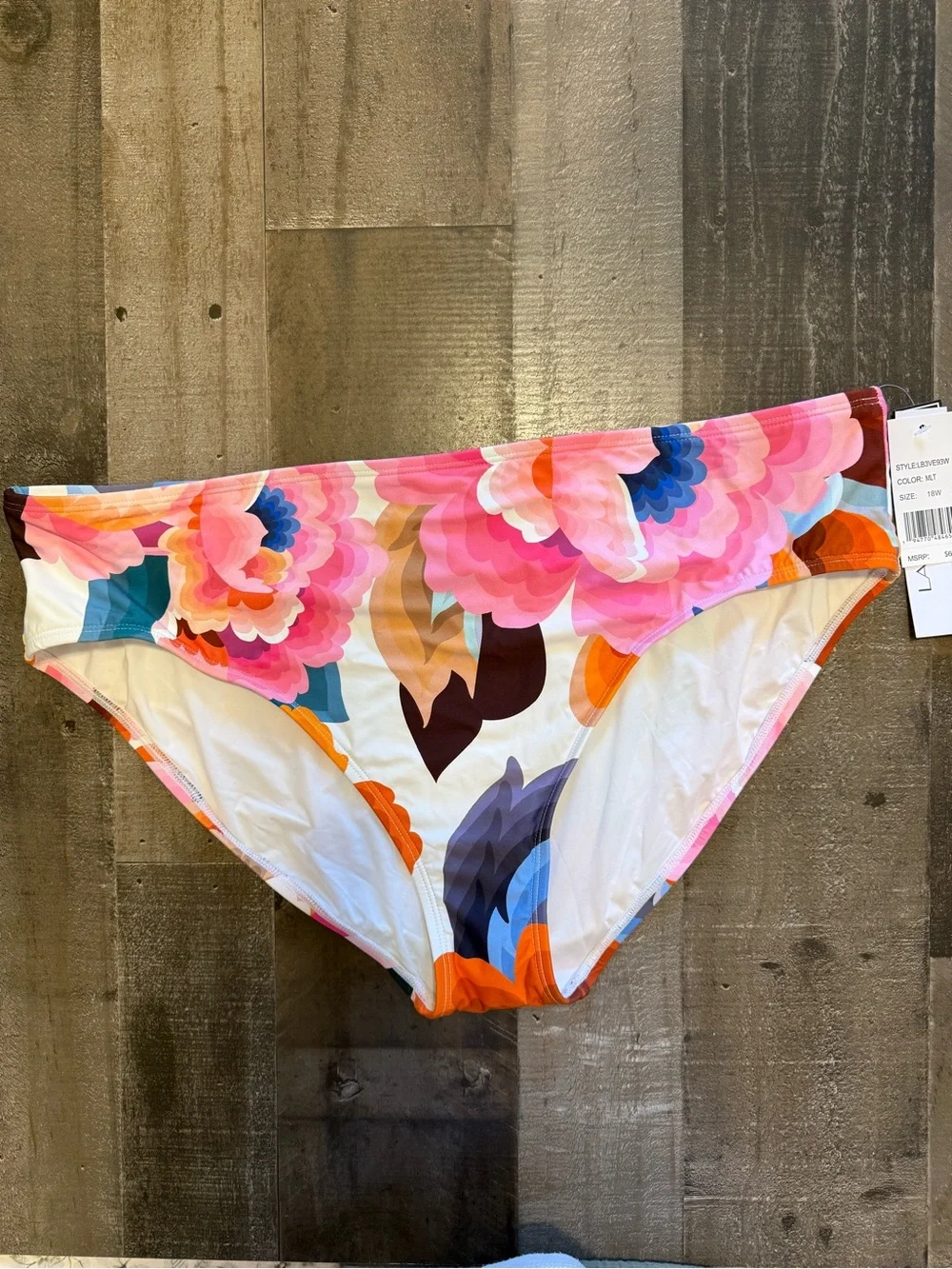 NWT La Blanca Floral Rhythm Hipster Orange Pink Blue Floral Bikini Bottom 18W